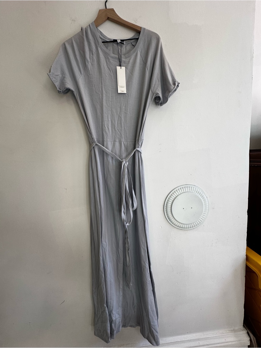 Elizabeth and James Light Gray Maxi Tie-Waist Dress
